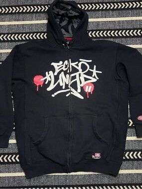 I’M ISO THIS! Ecko Unlimited Black Zip-Up Hoodie with White & Red Graffiti Logo